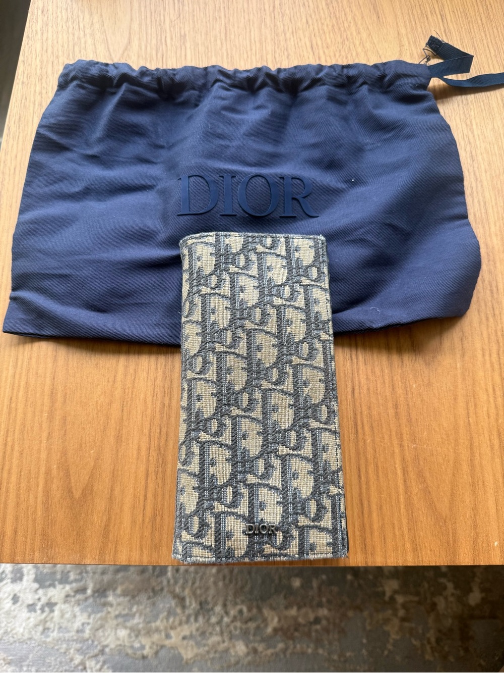 Dior Blue and Beige Oblique Canvas Long Wallet